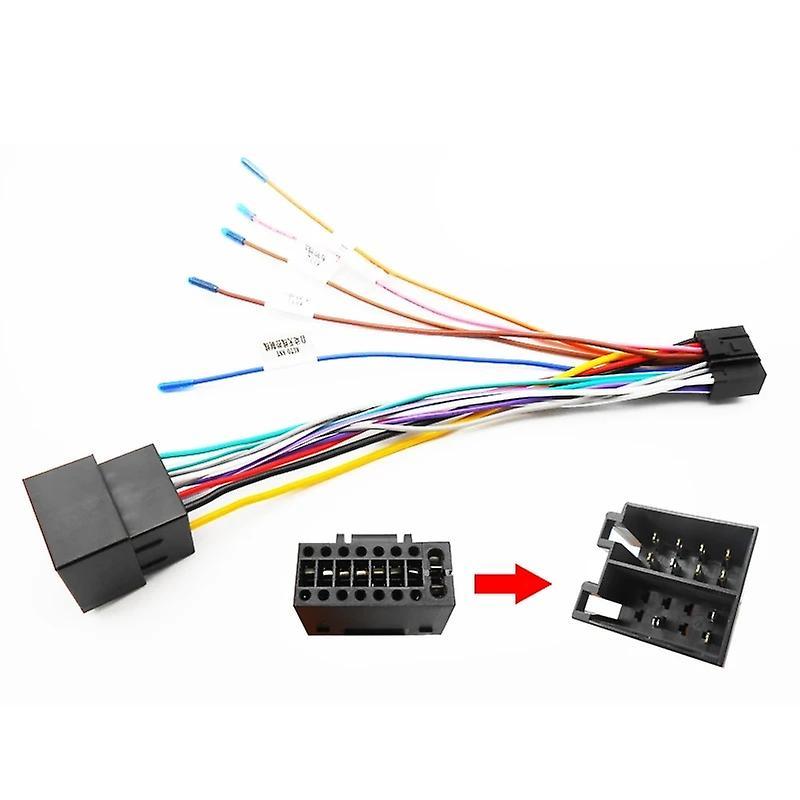 JIULUNET 16 Pin to ISO Cable Adapter Wiring Harness Universal Accessory Wire For 2 Din Radio Car Android Head