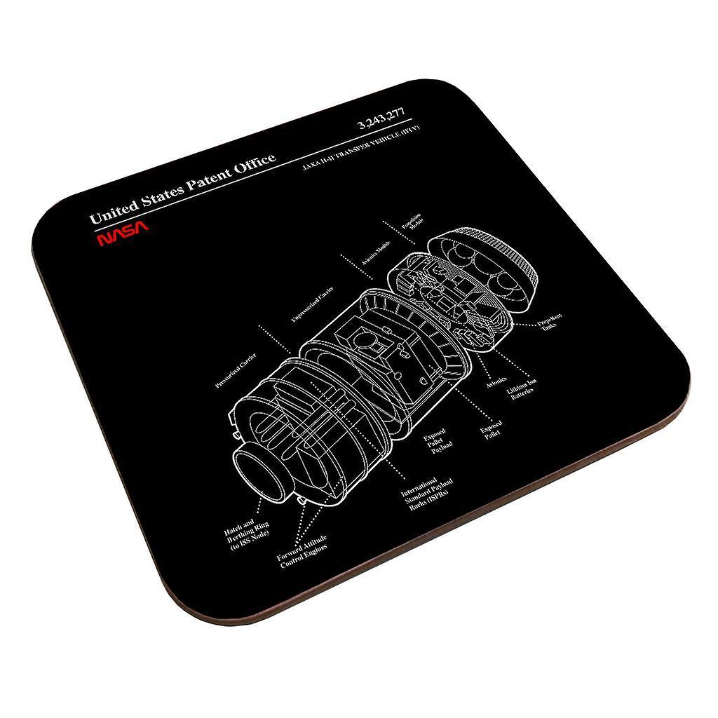 NASA JAXA H II Transfer Vehicle Blueprint Coaster Black 9 x 9 cm