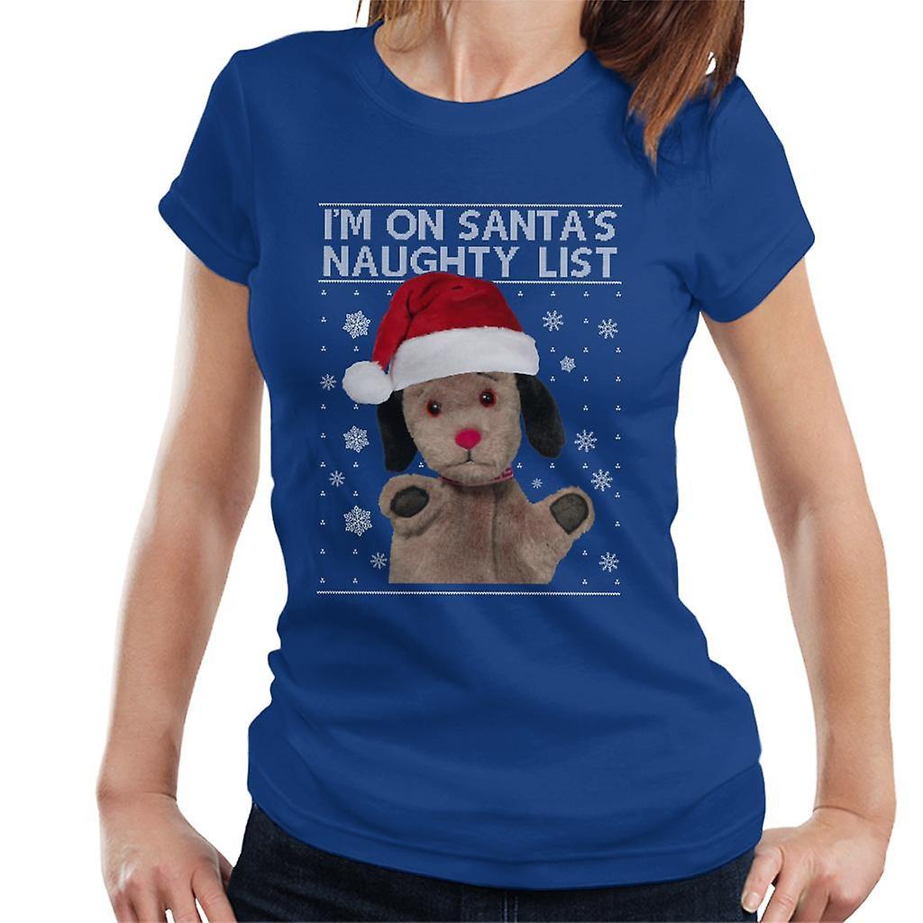 Sooty Christmas Sweep Im On Santas Naughty List Women's T-Shirt Royal Blue Medium