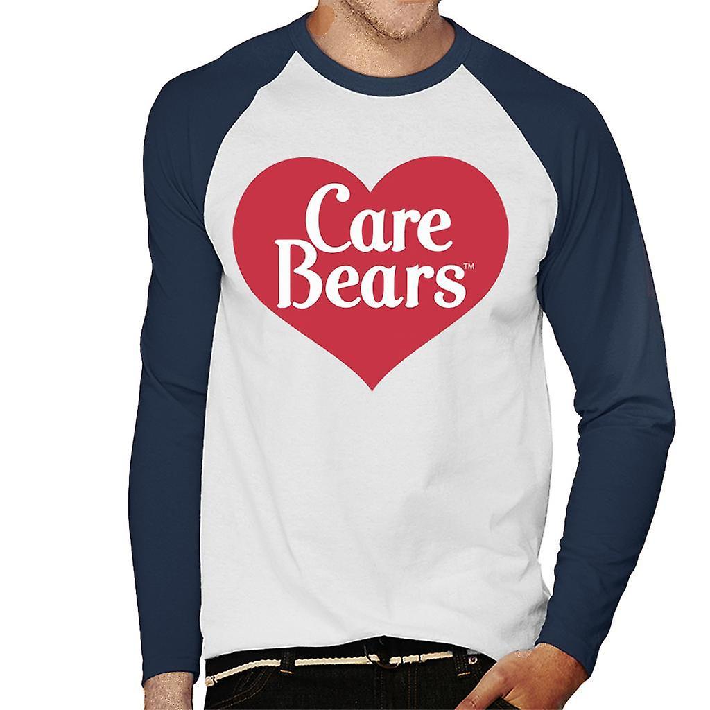 Care Bears Love Heart Logo Men's Baseball Long Sleeved T-Shirt White/Navy Medium