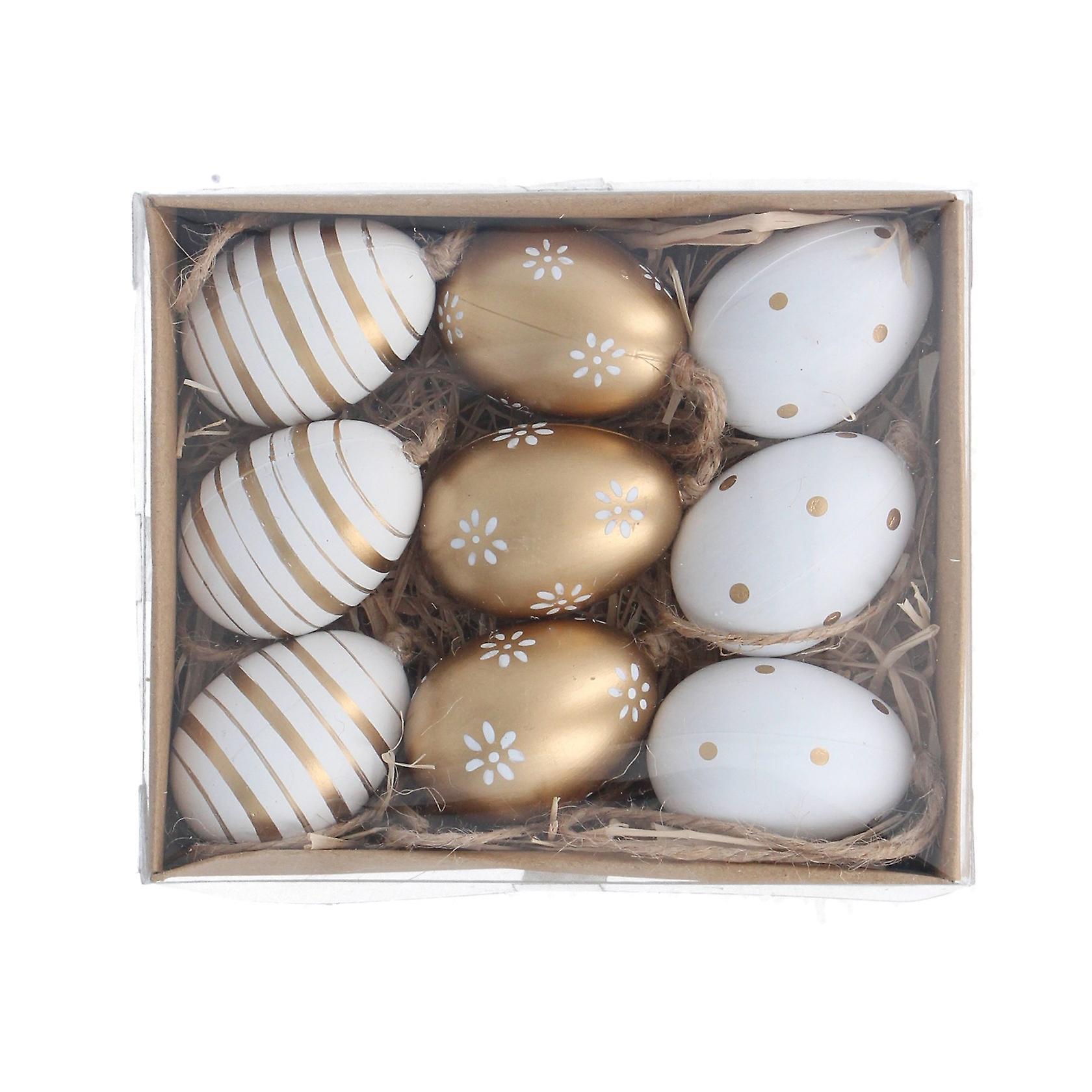 Gisela Graham White & Gold Egg Decorations