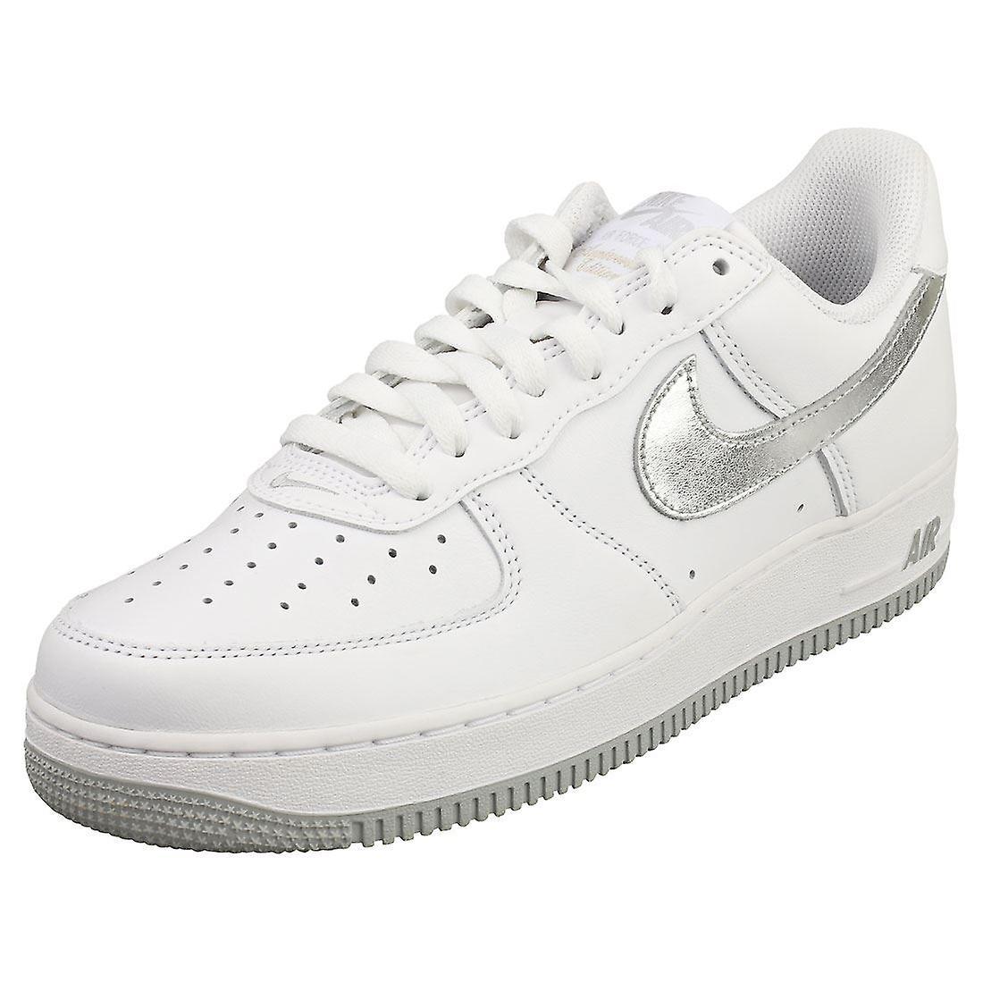 Nike Air Force 1 Low Retro Mens Fashion Trainers in White Silver 10.5 UK