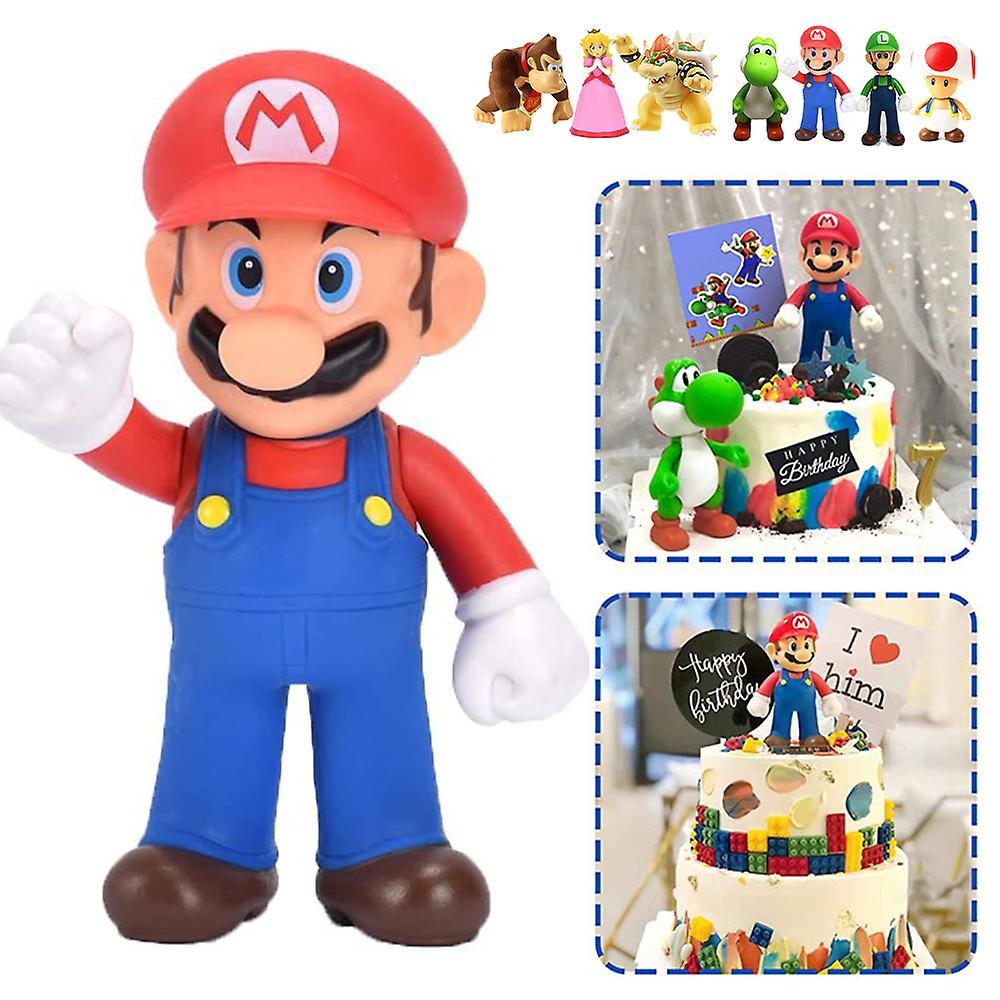 Mylight Super Mario Bros Figures Toys Kids Birthday Cake Toppers Home Desktop Ornament E