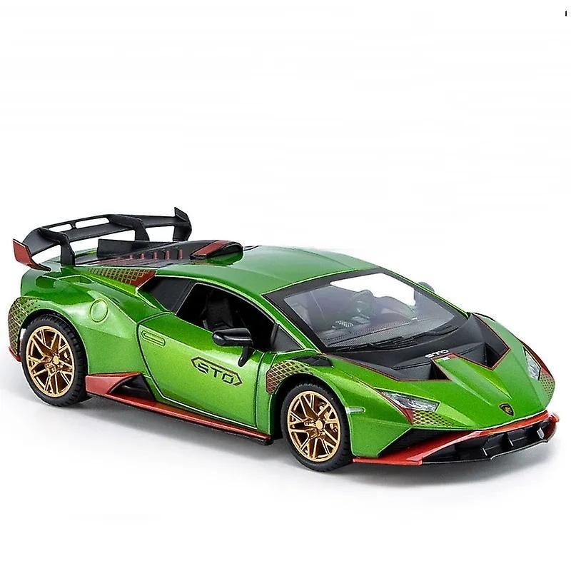 1:24 Lamborghinis Huracan Sto Alloy Sports Car Model Diecast Sound Light Mini Car Toys Lifting Tail Children Gifts Car Model Toy Cars Green No Box