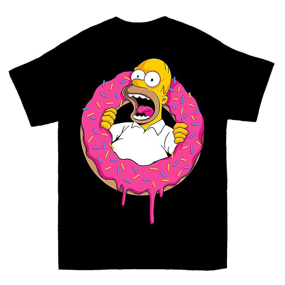 RockShark Cute Homer Simpsons Donuts T-shirt Black L