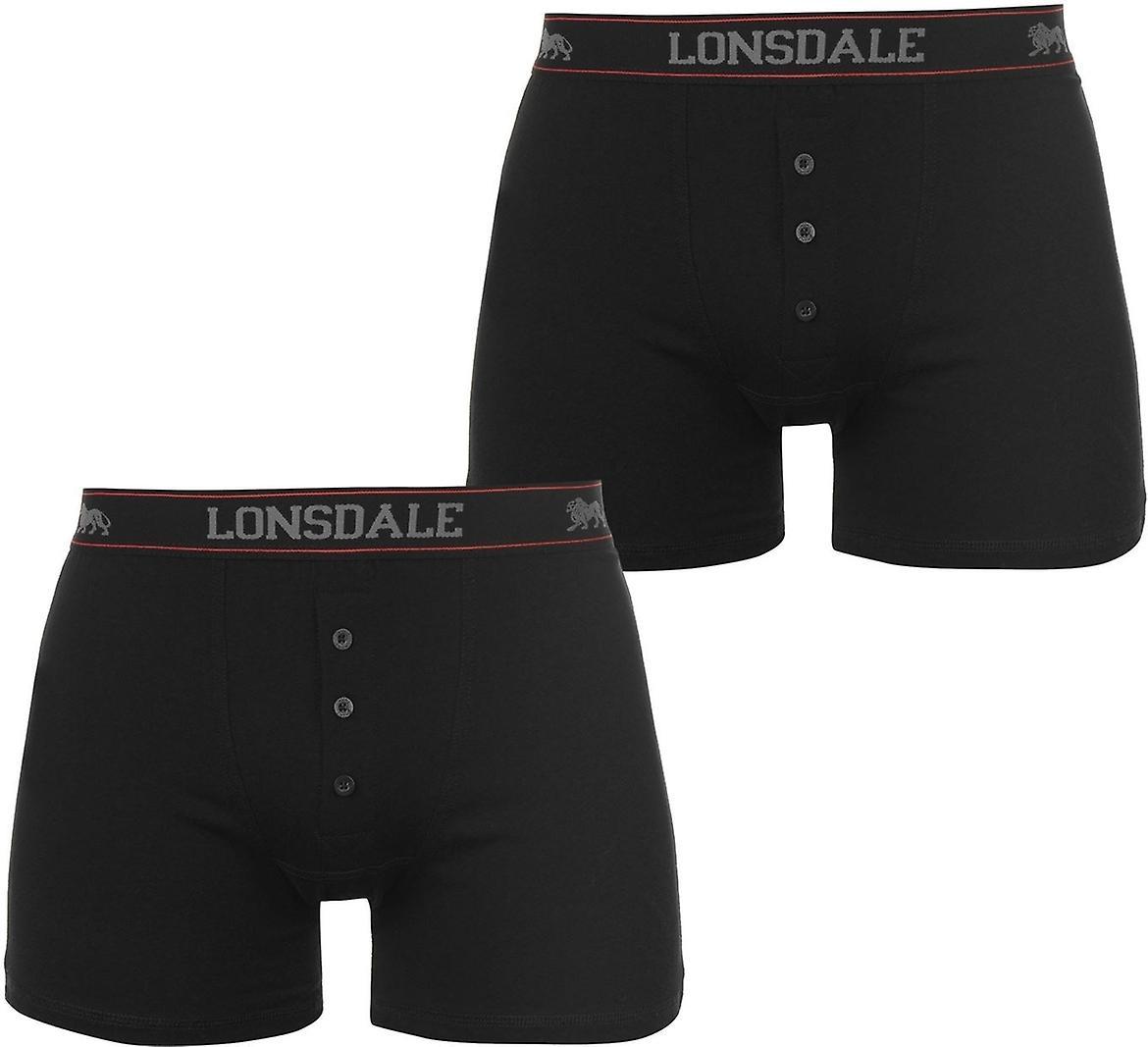 Lonsdale 2 Pack Boxers Mens Black 4XL