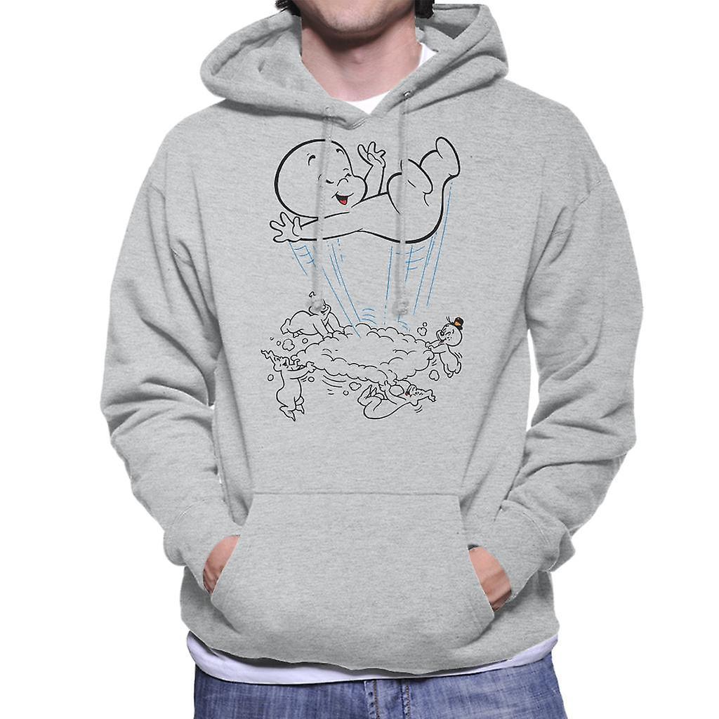 Casper The Friendly Ghost Cloud Bounce Men's Hooded Sweatshirt Heather Grey XX-Large