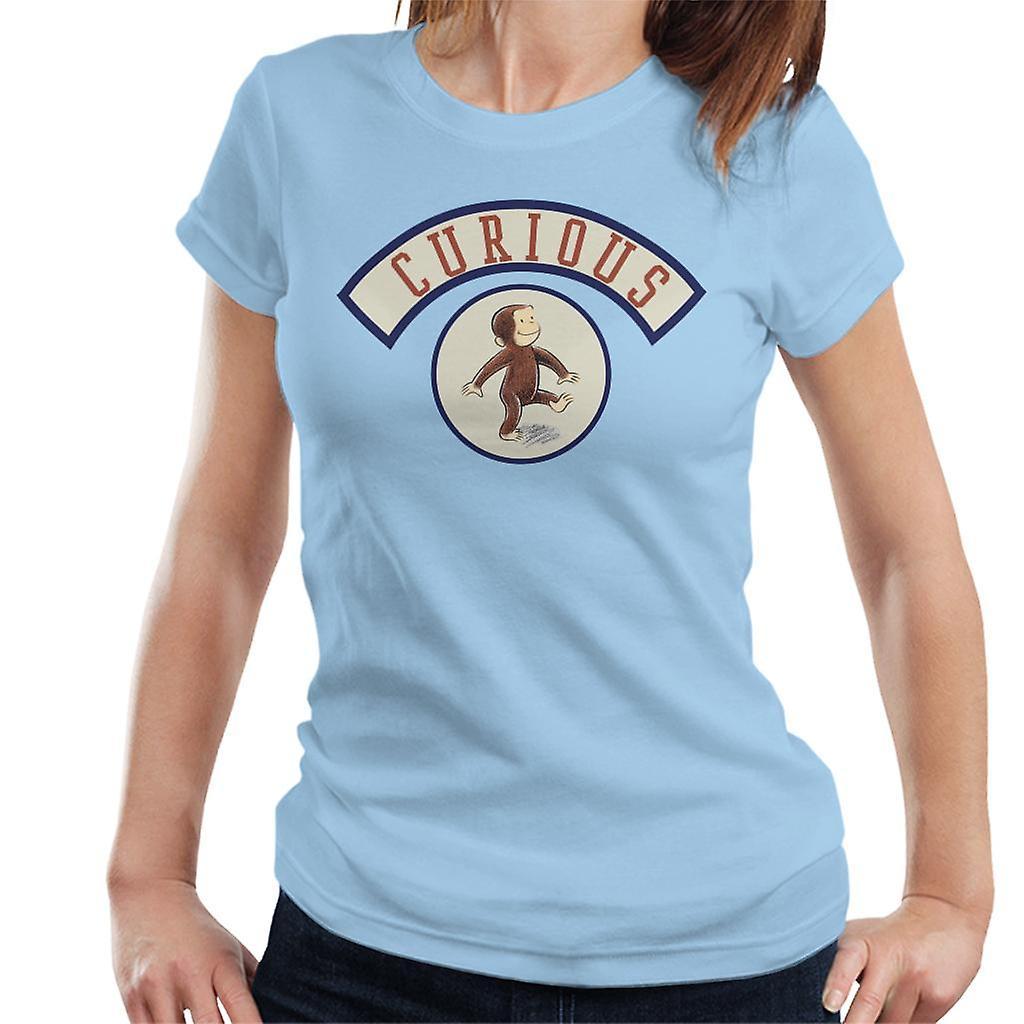 Curious George Cute Walking Women's T-Shirt Sky Blue XX-Large