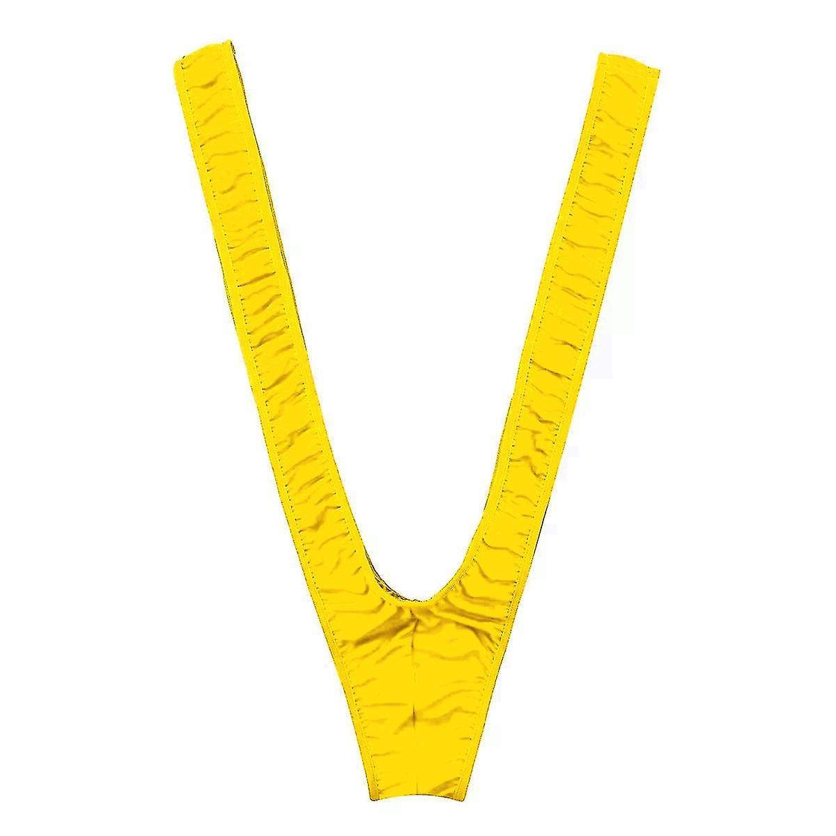 Conly Borat,mankini For Men, Men's Thong Mankini V Sling Straps Costume Underwear Yellow