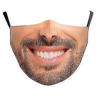 Elriven 10pc Funny Face Mask 3d Printed Laugh Smiley Cotton Mask Washable Reusable Face Masks