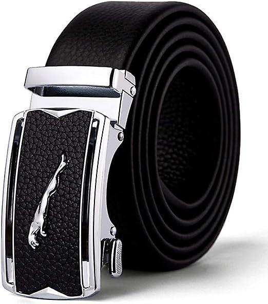 Dewenwils Dww-Mens Belt Genuine Leather Ratchet Belts for Men, Stylish Jaguar Metal Buckles Sliding Automatic Waist Belt Business Dress Suits Casua...