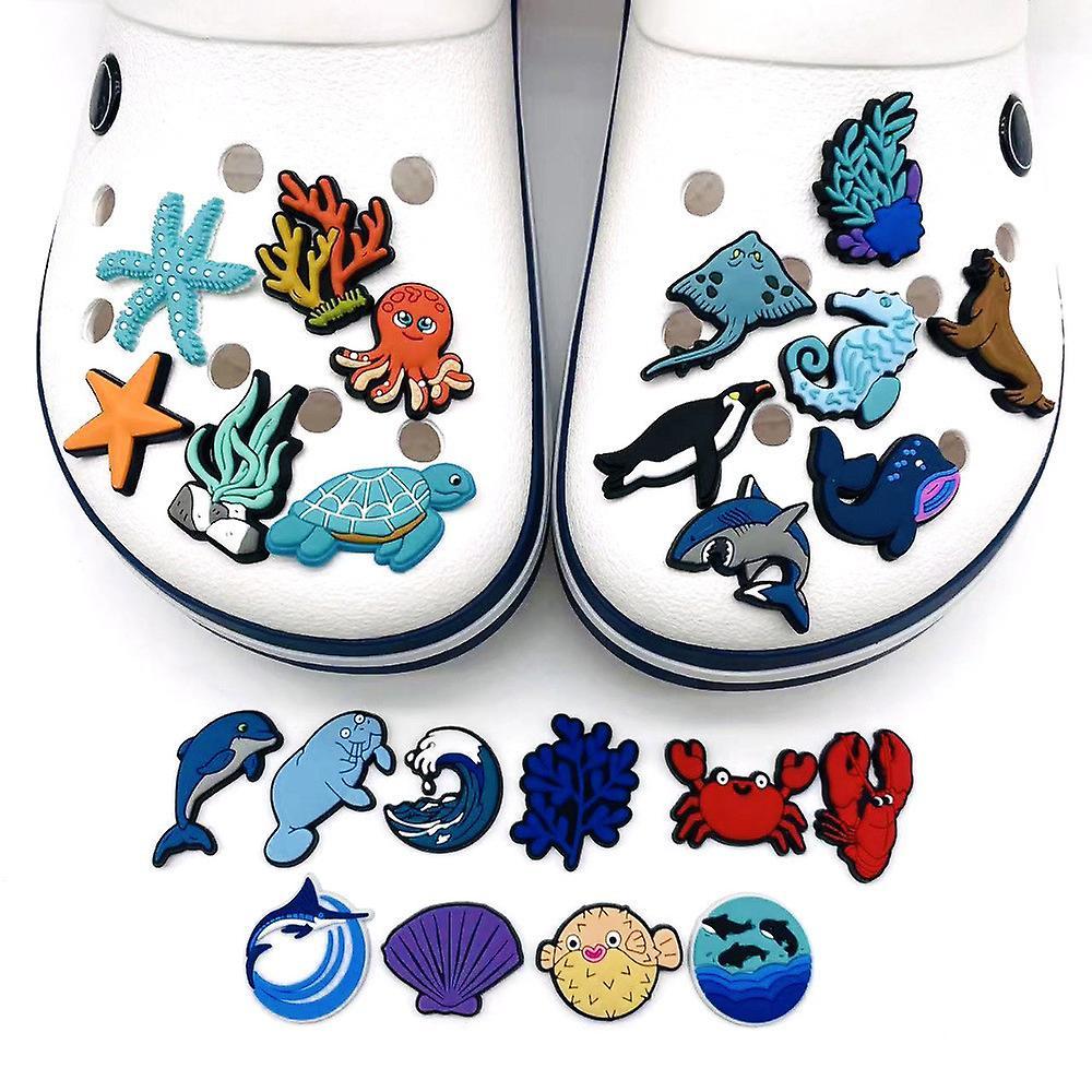 Ochime 23pcs Marine Organism Themed Crocs Shoes Charms Shoe Sandals Decoration Decors Birthday Gifts Shoes Accessories Set