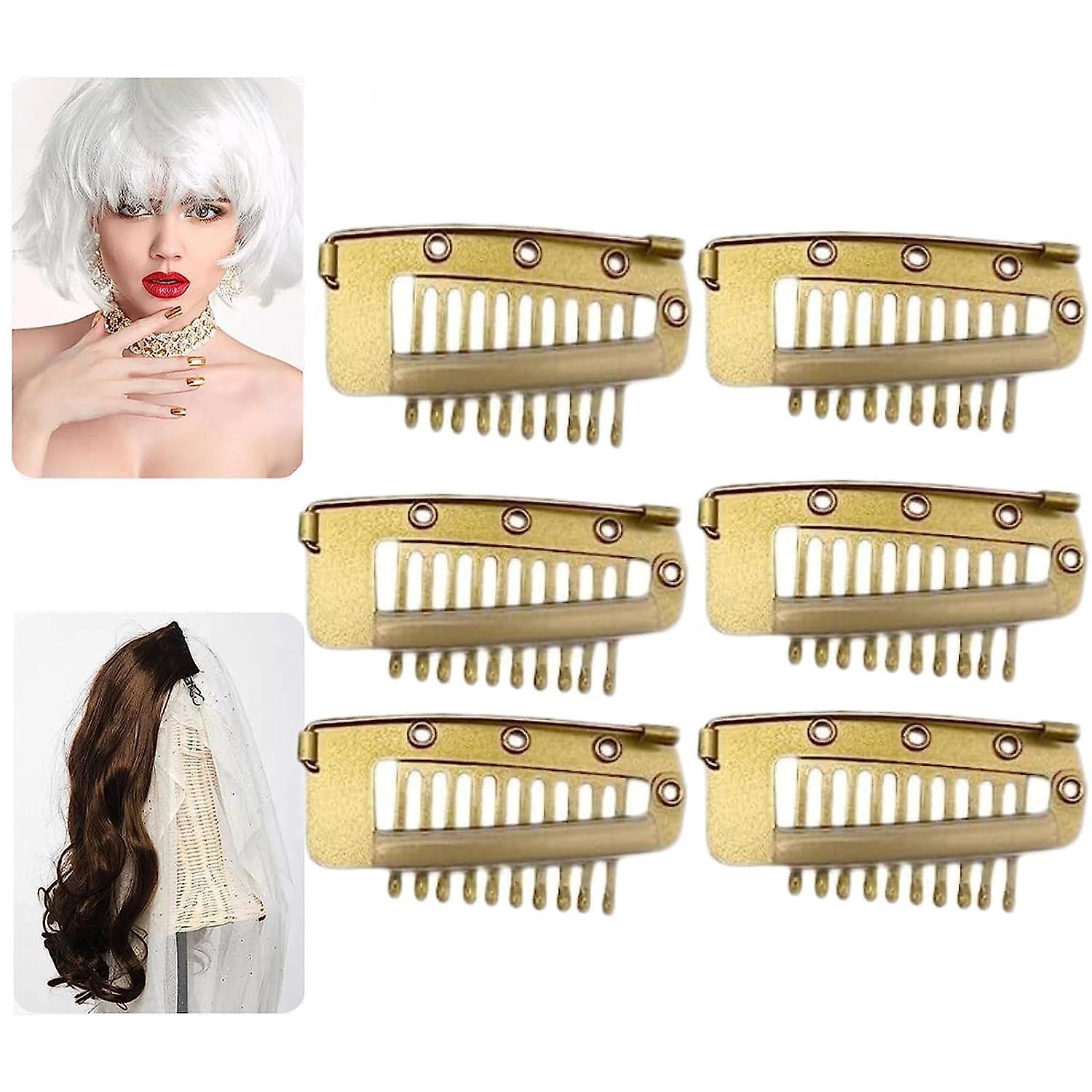 Frusde 10pcs Hair Extension Clips, Chunni Clips with Safety Pins, Chunni Dupatta Clips with Brooch Fixed BB Clip Gold