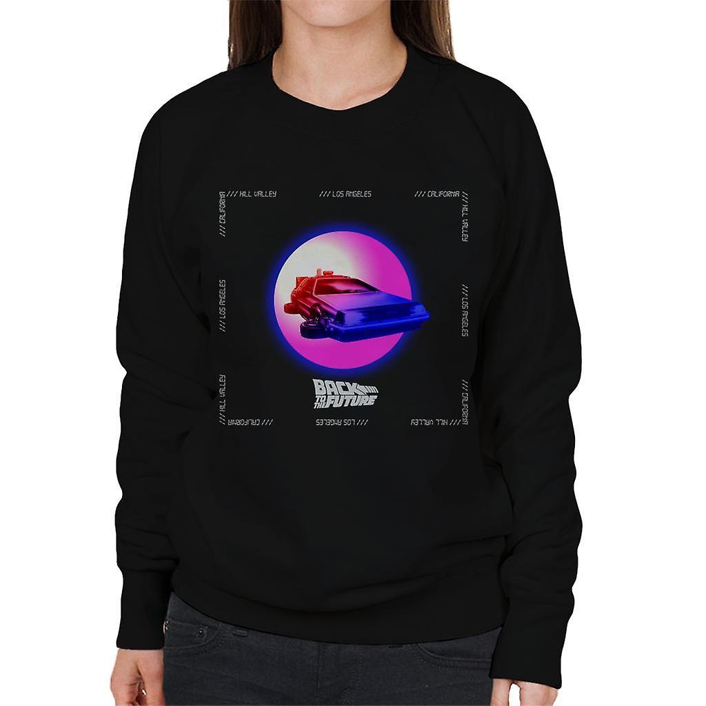 Back to the Future Delorean Purple Moon Women's Sweatshirt Black Large