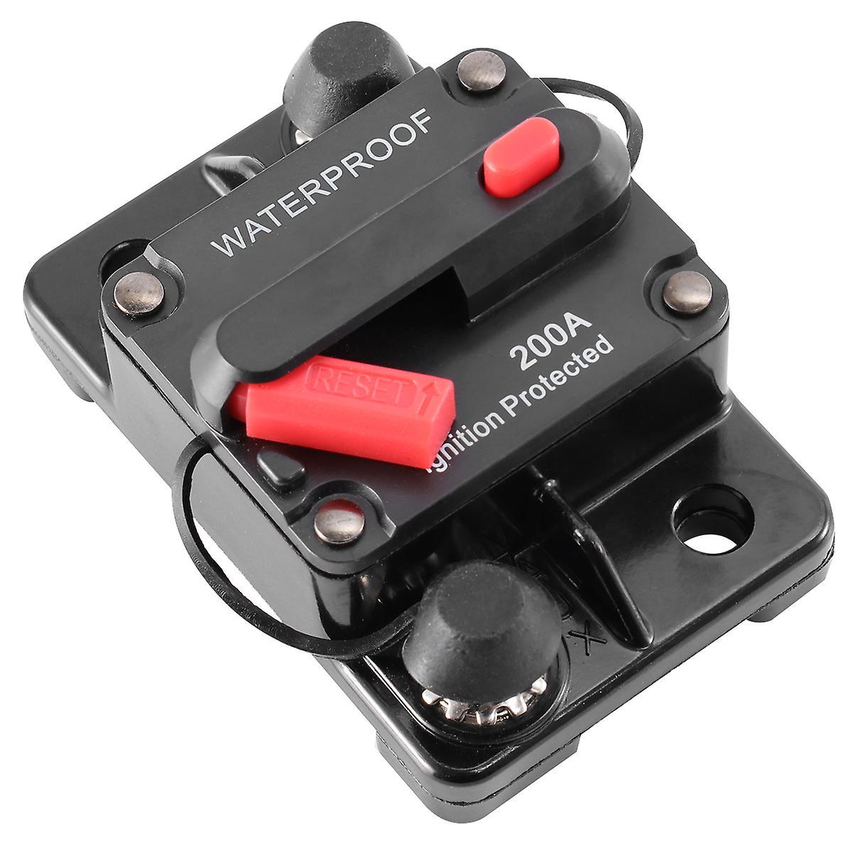 Tinksky 200A Waterproof High Amp Manual Reset Dual Stud Circuit Breaker with Switch (Black)