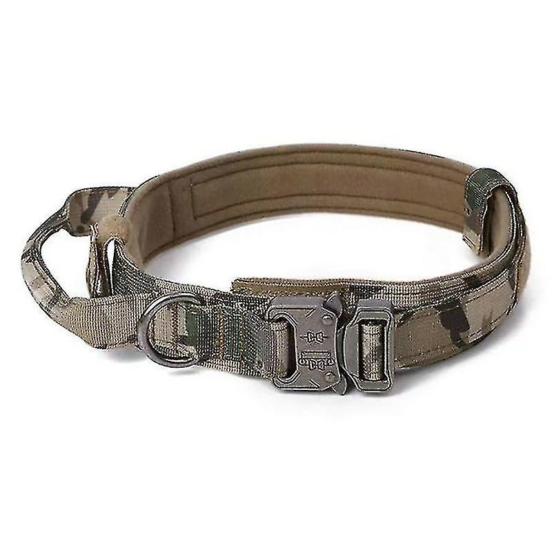 Tianzun Tactical Dog Collar Nylon Adjustable Collar Military Dog Collar Heavy Duty Metal Buckle With Handle camouflage M