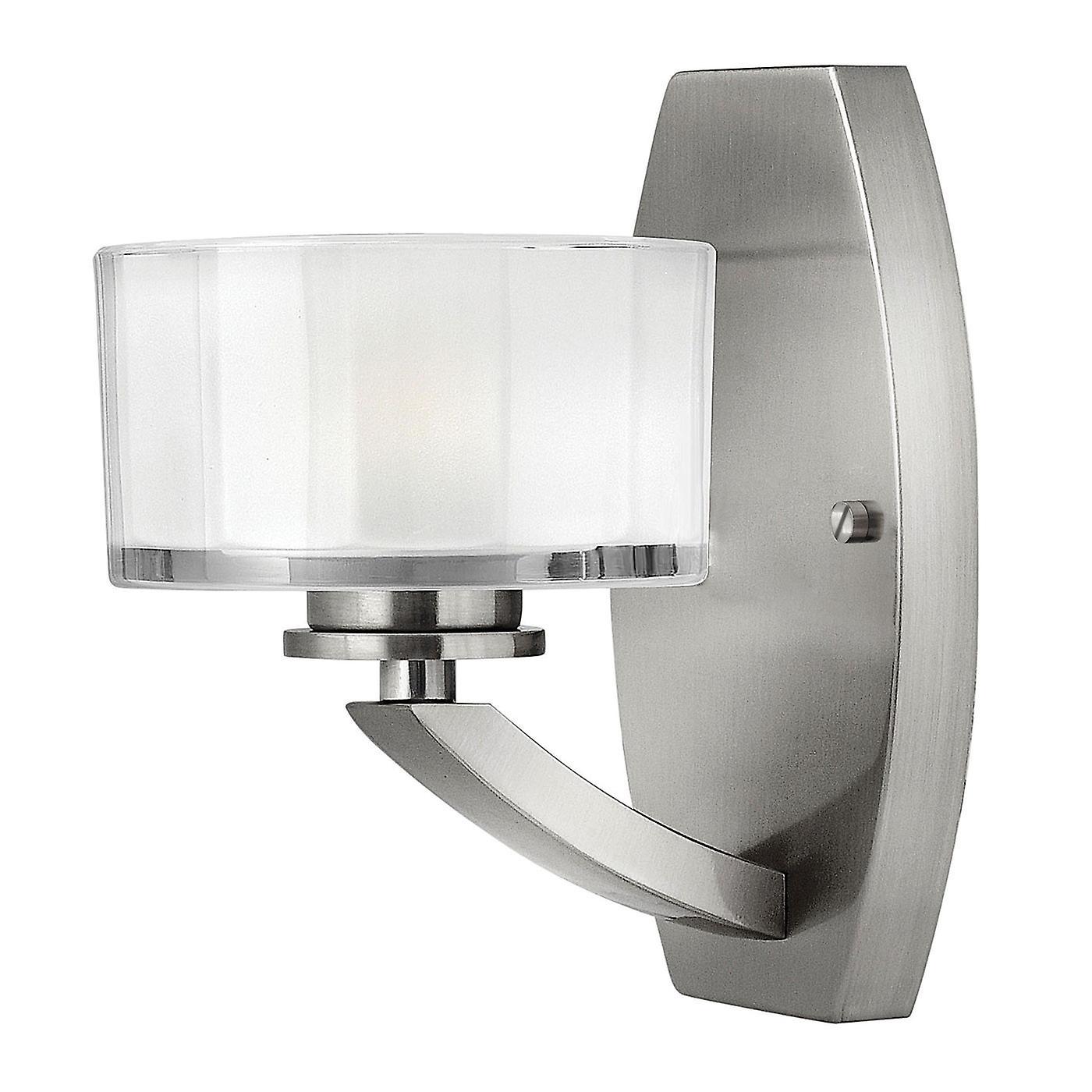 Meridian 1 Light Wall Light Brushed Nickel Glass Shade G9