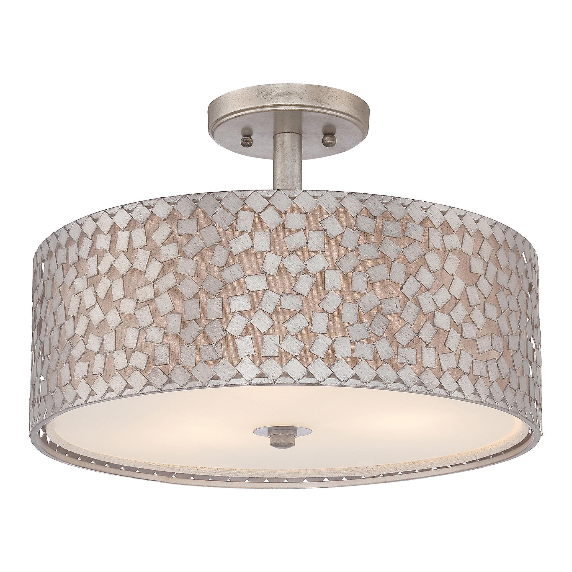 Confetti 3 Light Semi Flush Ceiling Light Old Silver E27