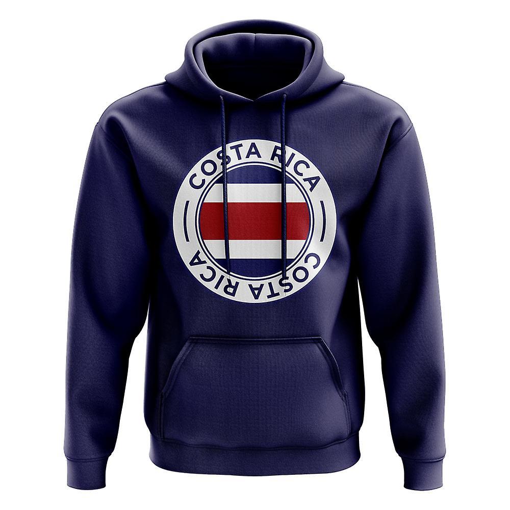 UKSoccerShop Costa Rica Football Badge Hoodie (Navy) Womens S (Size 10 - 32 inch Chest)