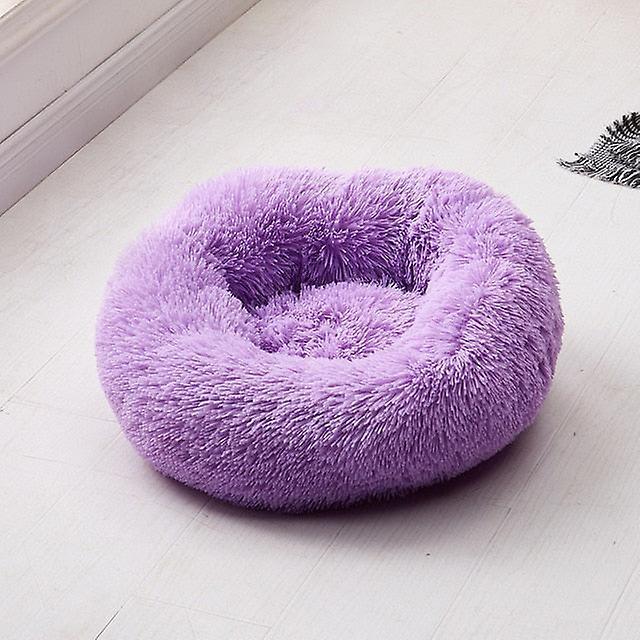 Slowmoose Dog & Cat Long Plush Calming Beds - Ultra Soft purple M Diameter 60cm