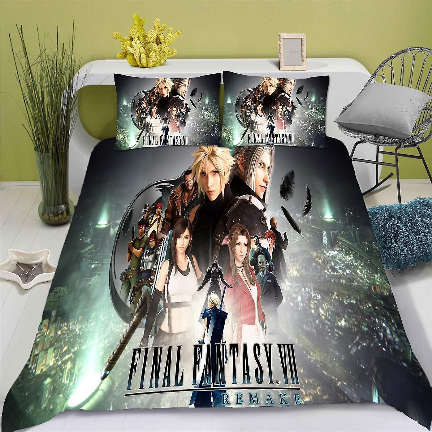 Kerota Final Fantasy Microfiber Duvet Cover Set with Zipper Closure Single135x200cm