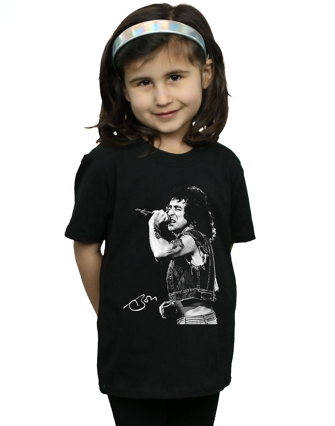 Absolute Cult Bon Scott Girls Signed Photo T-Shirt Black 12-13 years