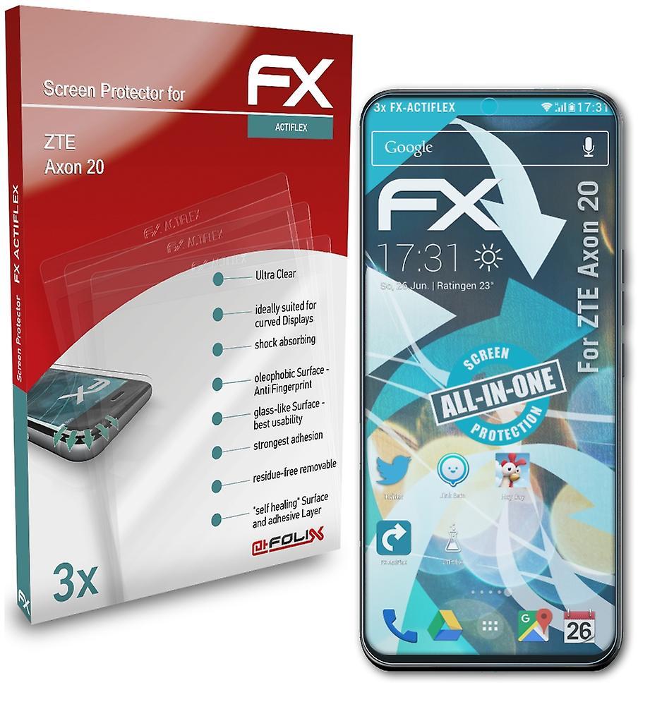 atFoliX 3x protective film compatible with ZTE Axon 20 film clear &flexible 04 FX-ACTIFLEX