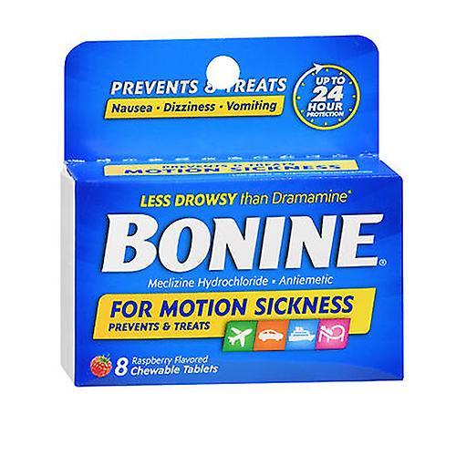 Bonine Motion Sickness Chewable Tablets Raspberry Flavored, 8 Tabs (Pack of 1)