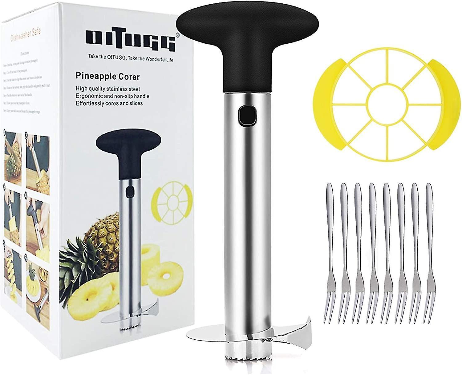 Hoshino Pineapple Cutter Slicer And Corer: [3-in-1] Stainless Steel Pineapple Cutter For Pineapple Corer & Pineapple Peels & Pineapple Slices - Wit...