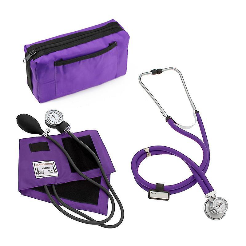 Atuto Manual Blood Pressure Monitor BP Cuff Manometer Upper Arm Medical Aneroid Sphygmomanometer & Dual Cardiology Stethoscope Pouch Purple