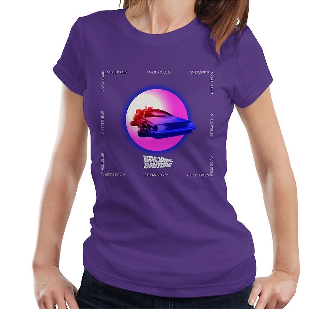 Back to the Future Delorean Purple Moon Women's T-Shirt X-Large