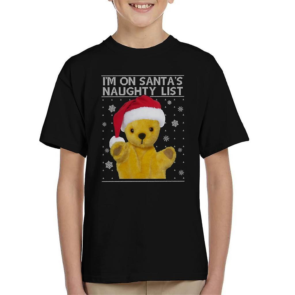 Sooty Christmas Im On Santas Naughty List Kid's T-Shirt Black X-Large (12-13 yrs)