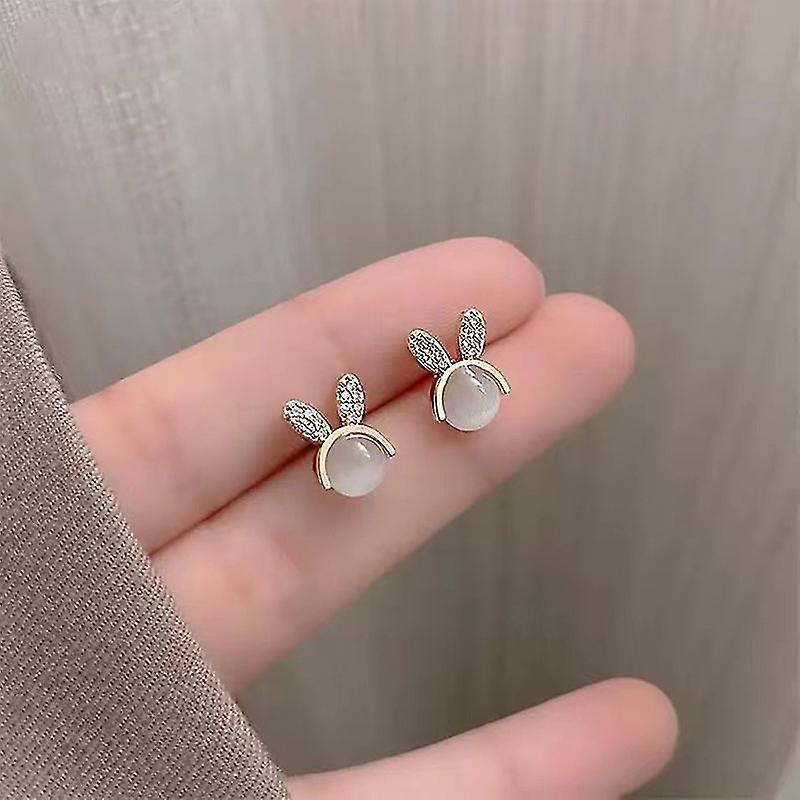 Cytlv Earrings For Women Fashion Opal Rabbit Ear Studs Temperament Versatile Jewelry Easter Day Gifts