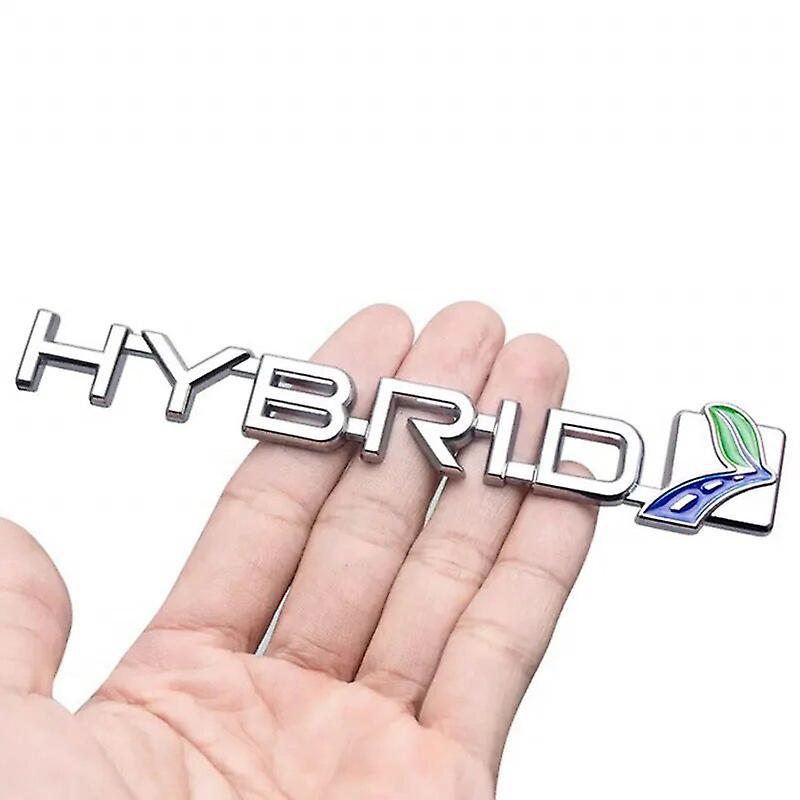 Hikig 3d Metal Silver Logo Hybrid Emblem Car Fender Badge Trunk Decal For Toyota Reiz Rav4 Hybrid Stikcer Accessories