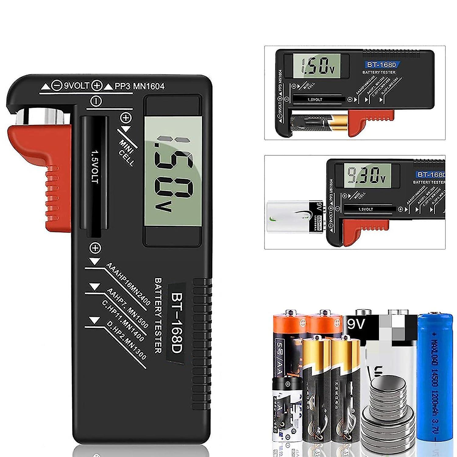 Bnetiza Digital Battery Tester, Universal Battery Tester, Battery Tester, For Aa, Aaa, C, D, Pp3, 9v, 1.5v, Button Batteries - Works Without Battery