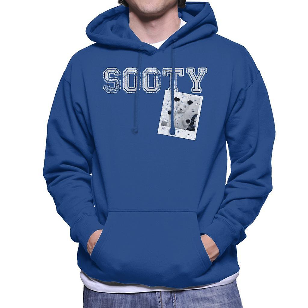 Sooty Retro College Sports Style Men's Hooded Sweatshirt Royal Blue XX-Large