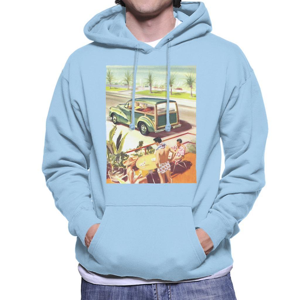 Morris Traveller Summer British Motor Heritage Men's Hooded Sweatshirt Sky Blue XX-Large