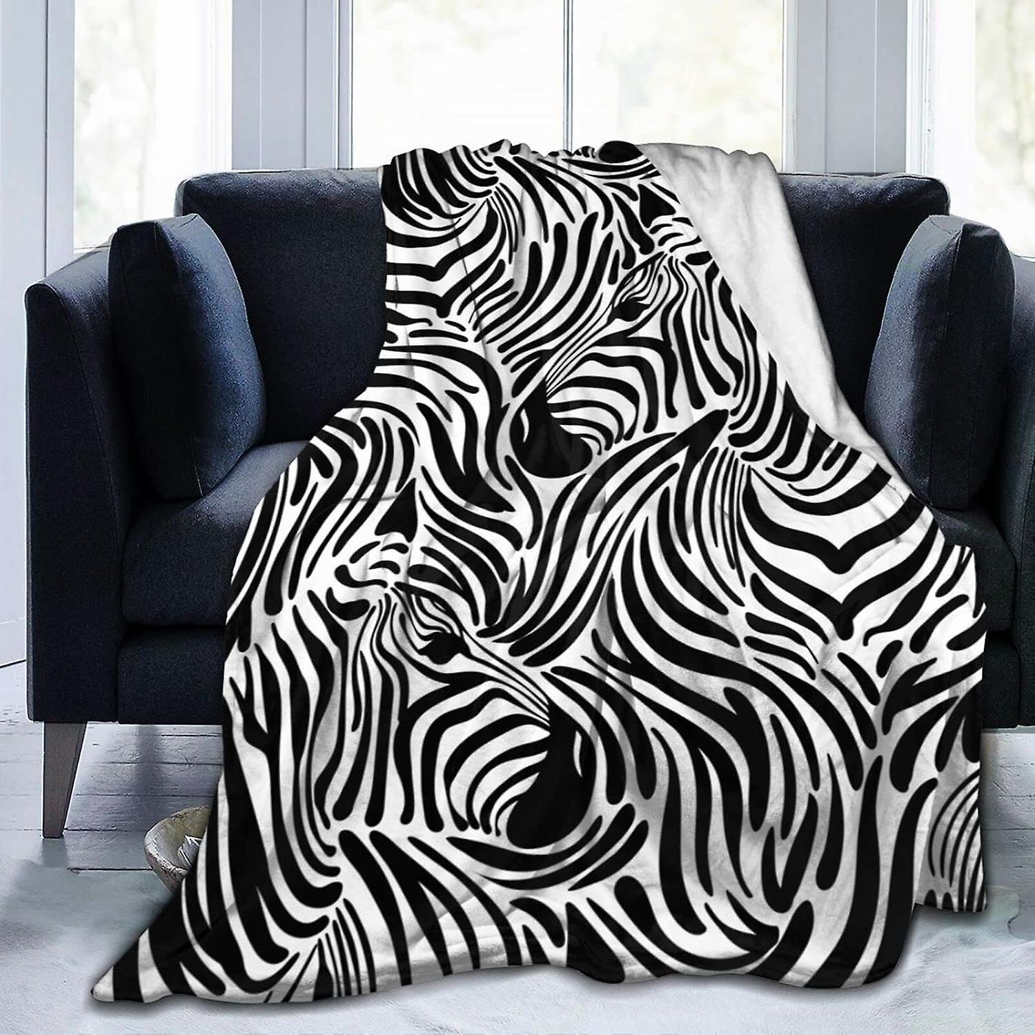 Kerota Soft Throw Blanket Zebra Animal Skins Print Flannel Blanket Ultra Soft Warm Throws Washable for Bed Sofa Couch 50x40in 125x100cm