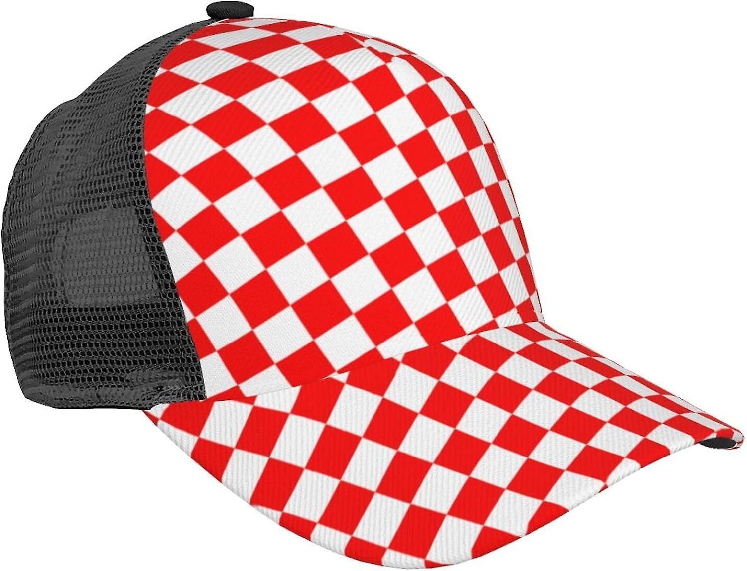 Kerota Croatia Checkered Red White Baseball Cap Print Unisex Adjustable Hat Patriotic Sport Caps color1185