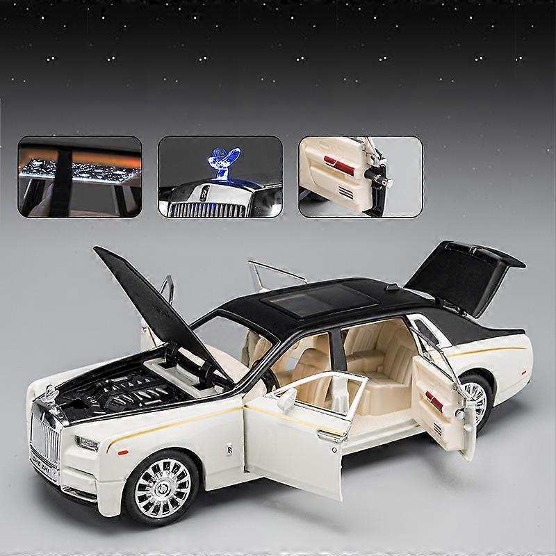 Toy Cars 1:24 Rolls Royce Phantom Mansory Alloy Car Diecasts  Toy Vehicles Car Model Sound and light Pull back Car Toys For Kids Gifts White