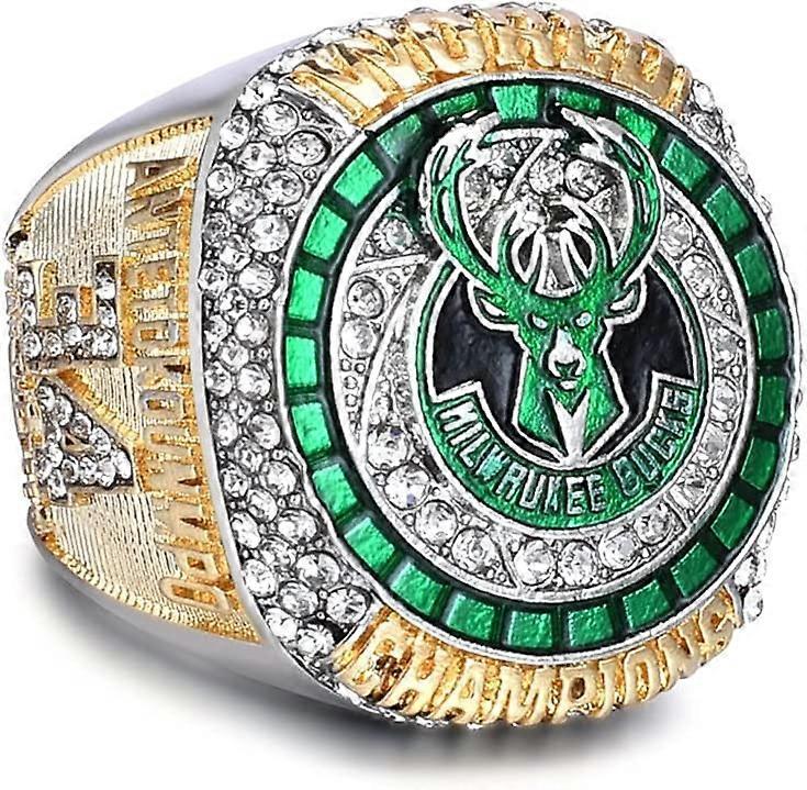 Unbrand QQDD 2021 Bucks Championship Ring Replica Basketball Champions Ring with Championship Ring Box compatible with 'Milwaukee Antetokounmpo Fan...