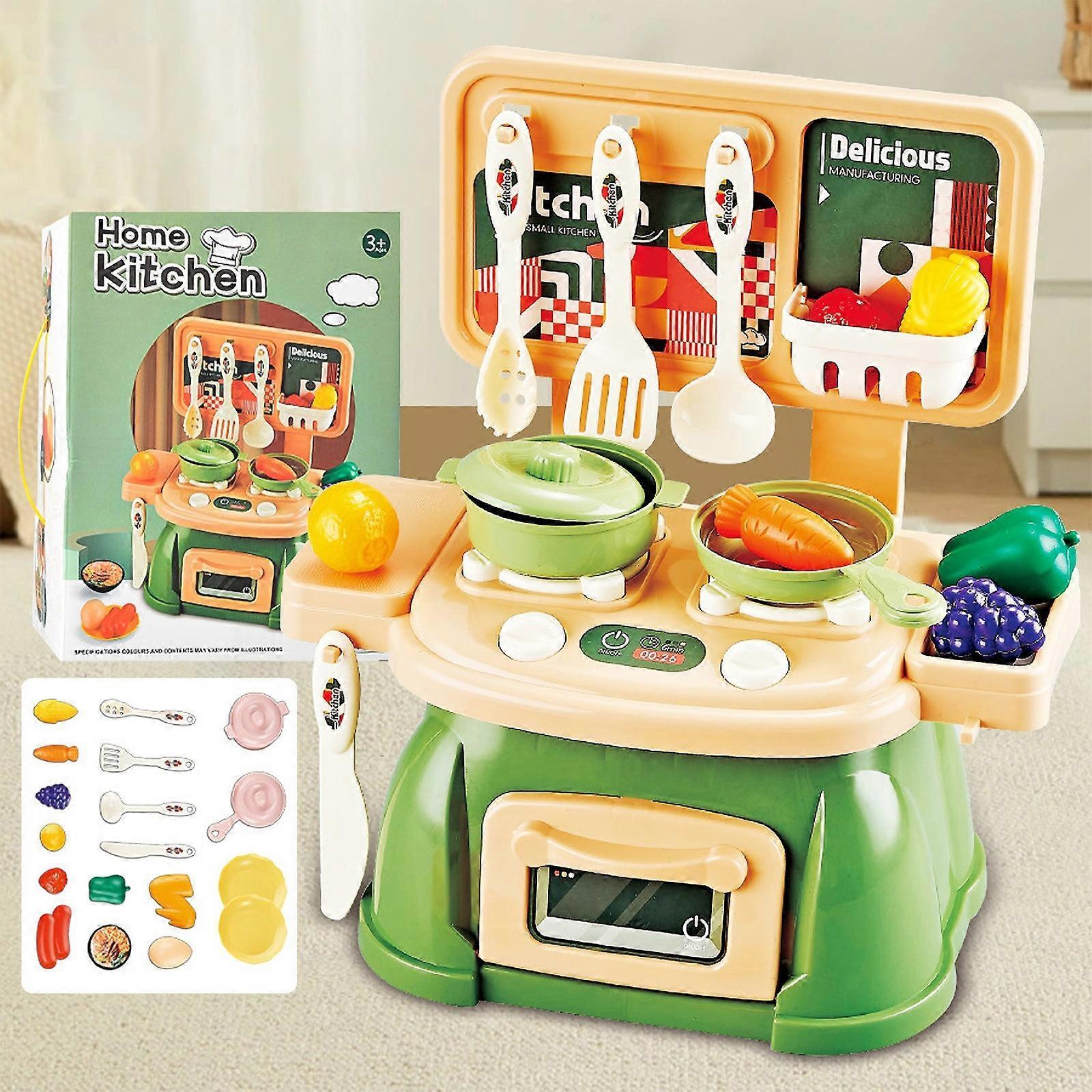 Flye Children's Home Toys Tableware Kitchen Simulation Cooking Puzzle Early Education Boys And Girls Cooking Dining Table Green