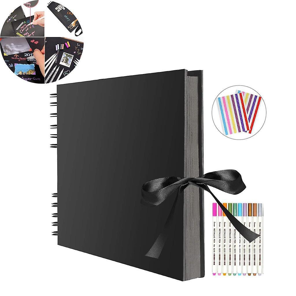 unbrand Photo Album 80 Black Pages Scrapbook Photo Album For Self-Design 40 Sheets 29X21.5Cm Photo Book For