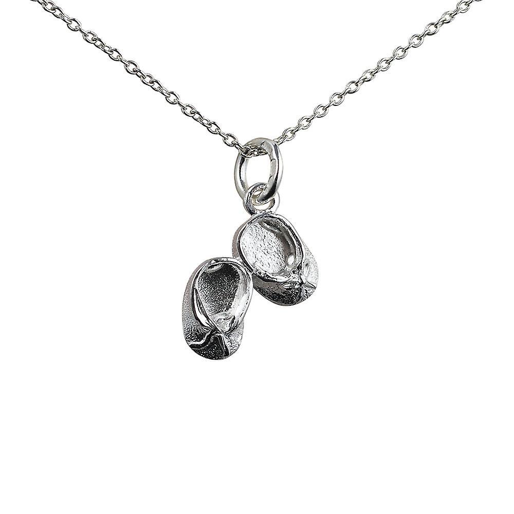 British Jewellery Workshops Silver 11x15mm Baby Booties Pendant with a rolo Chain 22 inches