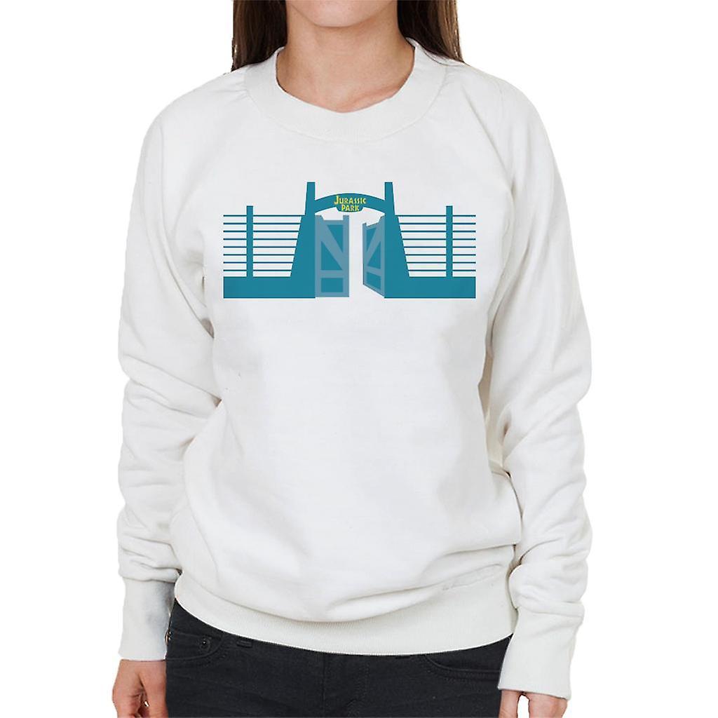 Jurassic Park Entrance Open Gate Women's Sweatshirt White X-Large