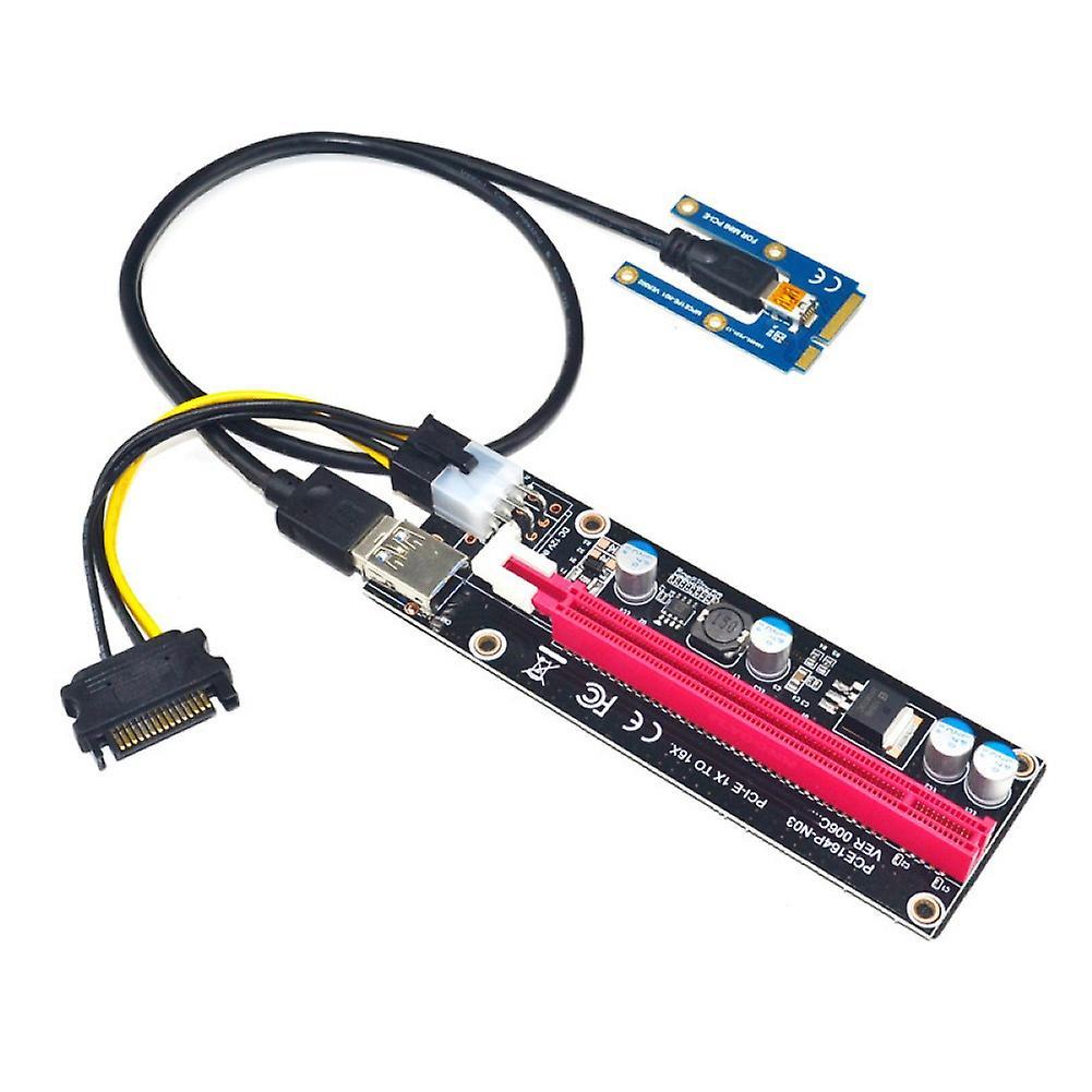 Cremlank Mini PCI-E to PCI-E x16 Riser External Graphics Card + 60 USB cable for Laptop Red