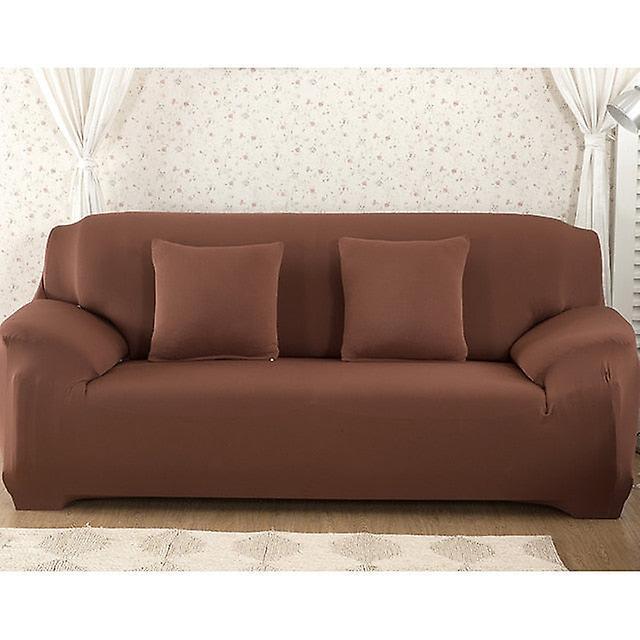 Slowmoose 1pc Elastic Sofa Cover Cotton - All Inclusive Stretch Slipcover Sofa Towel Light Coffee 3-seater 190-230cm