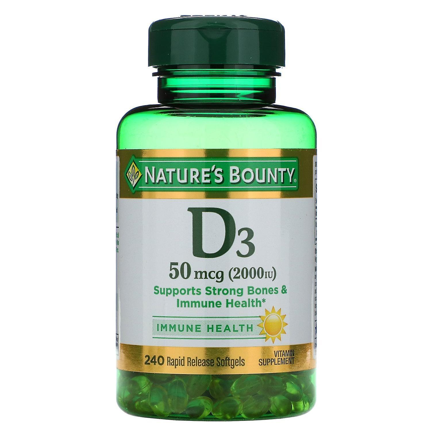 Natures Bounty Nature's Bounty, D3, Immune Health, 50 mcg (2,000 IU), 240 Rapid Release Softgel