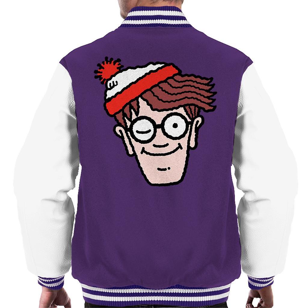 Wheres Wally Where's Wally Winking Men's Varsity Jacket Purple/White Small