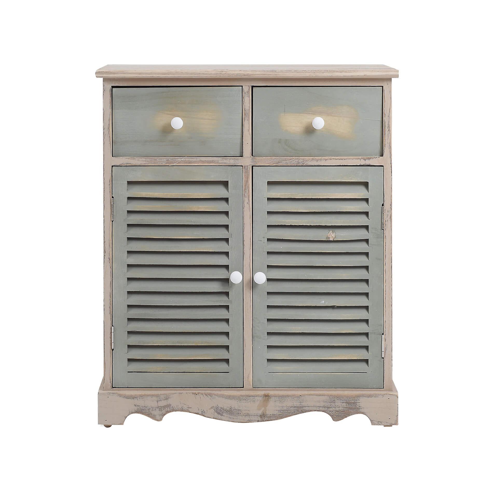 Mobili Rebecca Rebecca Mobili Chest of Drawers Sideboard Brown Green 2 drawers 2 doors 70x60x30